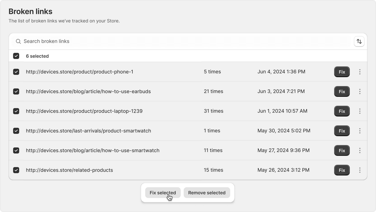 Doc 404 - Bulk redirects management